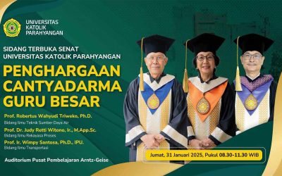Tiga Guru Besar UNPAR Dianugerahkan Penghargaan Cantyadarma pada Sidang Terbuka Senat UNPAR
